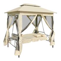 Lauko sūpynės VLX Gazebo Convertible Swing Bench, smėlio sp., 220 cm x 160 cm x 240 cm