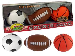 Kamuoliukų rinkinys futbolo/krepšinio/regbio KingSport 3in1, 12 cm, 3 vnt.