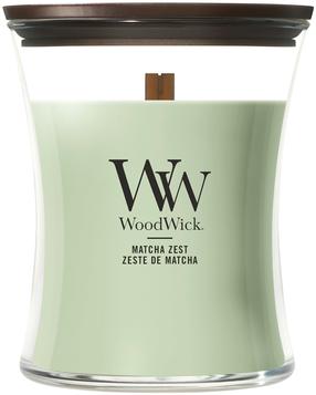 Svece, aromātiskā WoodWick Matcha Zest, 50 - 65 h, 275 g, zaļa krās.