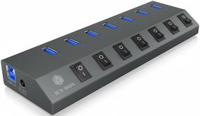 Portu replikators ICY Box IB-HUB1701-C3, antracīta krās.