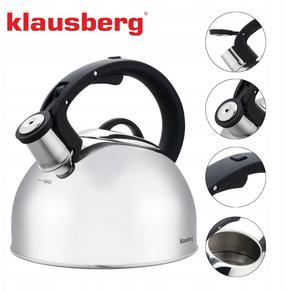 Arbatinukas su švilpuku Klausberg KB-7910, 2.5 l, sidabro sp./juoda sp.