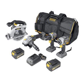 Akumuliatorinių įrankių rinkinys su akumuliatoriumi Grunder CD-B0A18+CS-L1118+CW-B1218E+AG-B0218, 18 V, 4 Ah