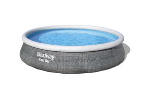 Бассейн, надувной Bestway Fast set 57376, белый цв./серый цв., 396 x 84 см