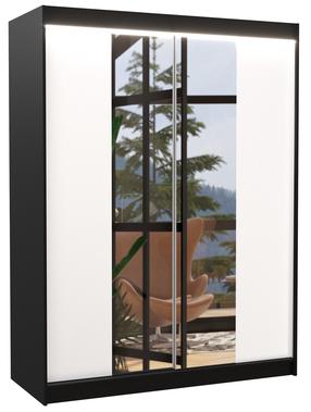 Spinta ADRK Fever LED, balta sp./juoda sp., 58 cm x 150 cm x 200 cm, su veidrodžiu