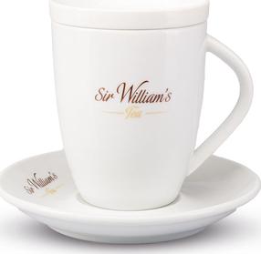 Puodelis su padėkliuku Sir Williams, balta sp., 0.25 l