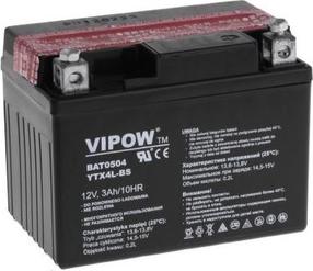 Motocikla akumulators Vipow, 12 V, 3 Ah, 45 A