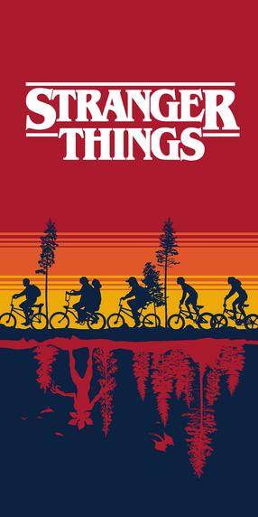 Пляжное полотенце Stranger Things, синий цв./красный цв./желтый цв., 140 см x 70 см