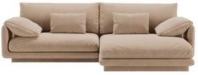 Kampinė sofa Micadoni Torino Velvet, smėlio ruda sp., dešininė, 250 x 170 cm x 83 cm