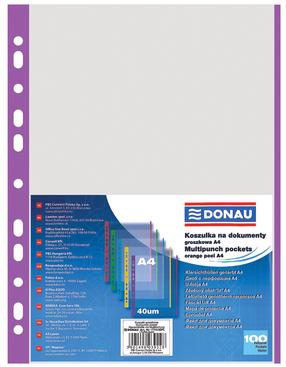 Įmautė Donau 11D17741-23, A4, 100 vnt. Skaidri sp./Violetinė sp.