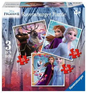 Puzle 3in1 Ravensburger Disney Frozen 2 03033, 22.5 cm x 22.5 cm, 110 gab., daudzkrāsaina
