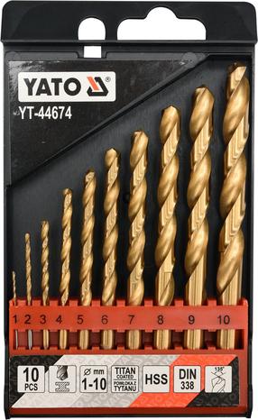 Metallist puurikomplekt Yato YT-44674 YT-44674, malmist, hss-tin, hex 1/4, 1-10 mm x 3.4 cm