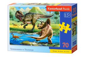 Пазл Castorland Tyrannosaurus Vs Triceratops 070084, 29 см x 40 см, 70 шт., многоцветный