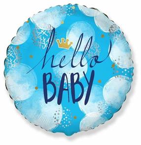 Balionas apvalus Flexmetal Hello Baby Boy, mėlyna sp./juoda sp.