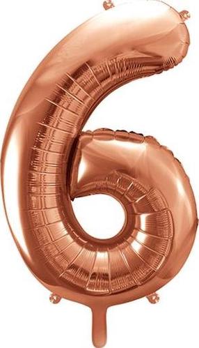 Folijas balons cipars PartyDeco Nr. 6, zeltrozā krās.