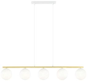 Lampa karināms Emibig Allora 5 1255/5, E14, 5 x 10 W, balta krās. / zelta krās., 14 x 14 cm