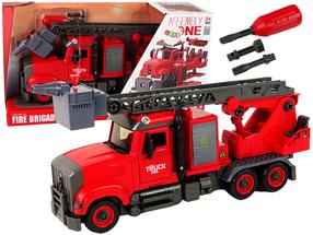  Rotaļu ugunsdzēsēju mašīna Lean Toys Assembly, sarkana krās.