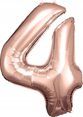 Folijas balons cipars Amscan Nr. 4, zeltrozā krās.
