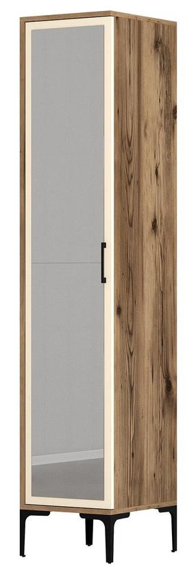 Skapis Kalune Design Kumsal R, krēmkrāsa/valriekstu krās., 47.5 cm x 40 cm x 201.4 cm, ar spoguli