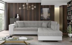 Kampinė sofa Pieretta Berlin 01, Soft 17, balta sp./pilka sp., dešininė, 205 x 260 cm x 80 cm