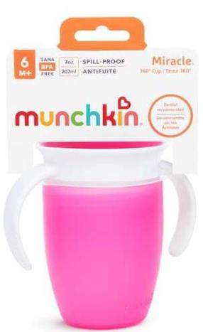 Vaikiškas puodelis Munchkin Miracle 360 01227202, 207 ml, 6+ mėn., plastikas, rožinė sp.