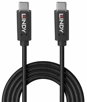 Vads Lindy 36976, 2 x USB Type C male, 100 cm, melna krās., 100 W