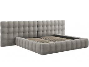 Lova dvigulė Micadoni Home Mamaia Velvet Double Headboard, 200 x 200 cm, šviesiai pilka sp., be čiužinio, su grotelėmis