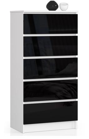 Komoda Akord K60, balta sp./juoda sp., 121 cm x 40 cm x 60 cm
