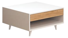 Kavos staliukas Kalune Design Silla, ąžuolo sp./balta sp., 80 cm x 80 cm x 40 cm