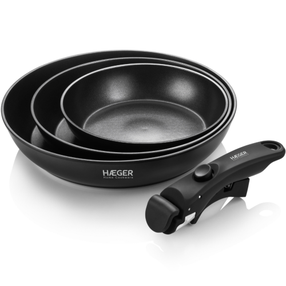 Комплект сковород Haeger Easy Fit PA-C04.021A, Ø 28 см, алюминий, Черный цв.