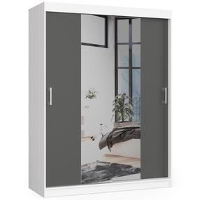 Skapis Akord 150 CLP, balts krās./tumši pelēka krās., 60 cm x 150 cm x 200 cm, ar spoguli