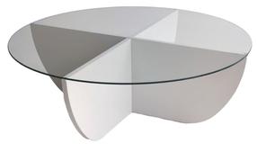 Kavos staliukas Kalune Design Lily, skaidri sp./balta sp., 90 cm x 90 cm x 30 cm