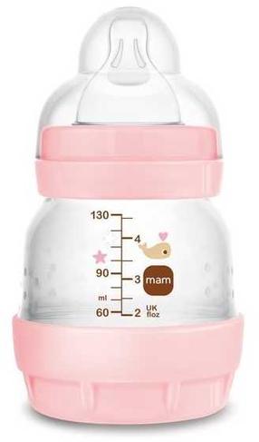 Bērnu pudelīte Mam Perfect Start Sealife, 130 ml, 0 mēn., rozā krās.