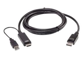 Kabelis Aten True 4K 2L-7D02HDP HDMI, Displayport, 1.8 m, melna krās.