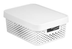Uzglabāšanas kaste ar vāku, paredzēts uzglabāšanai Curver Infinity Dots, 11 l, balta krās., 36 x 27 x 14 cm