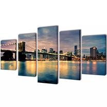 Foto paveikslas VLX Brooklyn Bridge River View 5pcs, 200 cm x 100 cm