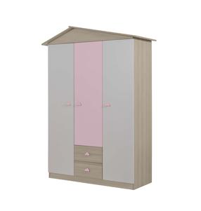 Laste riidekapp Kalune Design Ayder New, roosa v., 130 cm x 57 cm x 204 cm