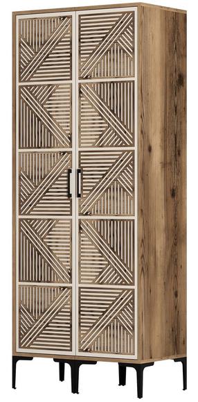 Riidekapp Kalune Design Kumsal PP, kreemjasvalge/pähklipuu v., 47.5 cm x 80 cm x 201.4 cm