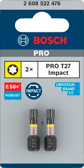Набор битов для отверток Bosch Pro Impact T, T27, 25 мм, 1/4"