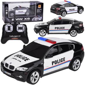 Radiovadāms policijas mašīna BMW X6, 1:24, melna krās.