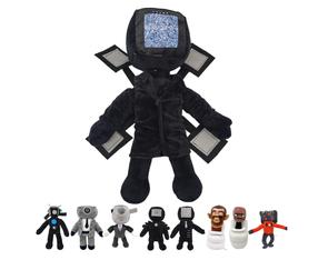 Mīkstā rotaļlieta HappyJoe Skibidi Toilet TV Man Titan, melna krās., 25 cm