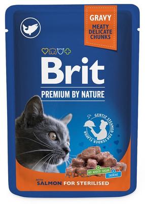 Влажный корм для кошек Brit Premium By Nature Sterilised, лосось, 0.1 кг
