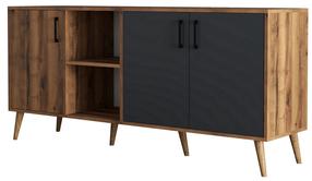 Komoda Kalune Design Exxen 1620, antracito sp./riešuto sp., 80 cm x 180 cm x 45 cm