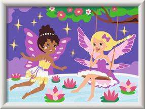 Tapymas pagal skaičius Ravensburger CreArt Adorable Fairy Friends, violetinė sp./žydra sp.