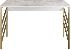 Rašomasis stalas Kalune Design Tuna 541HDL1117, 120 cm x 60 cm, 75 cm, aukso sp./balta sp.