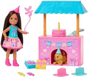 Lelle ar aksesuāriem Mattel Barbie Family & Friends Club Chelsea Surprise Birthday Party JJB41, 12 cm, daudzkrāsaina