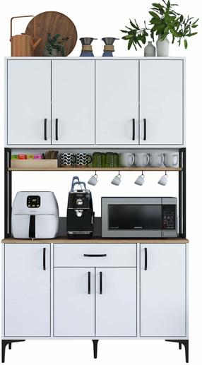 Daugiafunkcinė virtuvės spinta Kalune Design JE127-3401, balta sp./riešuto sp., 40 cm x 120 cm x 198.6 cm