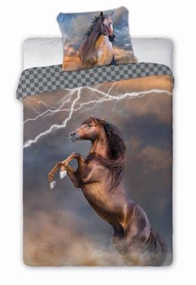 Patalynės užvalkalų komplektas Faro Horses POW-159, pilka sp./ruda sp./smėlio sp., 70 x 90 cm, 160 x 200 cm