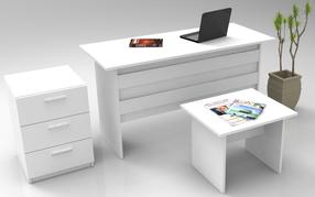 Biuro baldų komplektas Kalune Design VO9 956LCS2104, balta sp., 73.8 cm x 140 cm x 60 cm