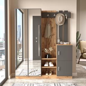 Prieškambario baldų komplektas Kalune Design DD8, vidaus, antracito sp./pušies sp