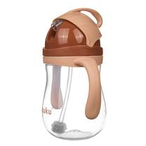 Gertuvė su silikoniniu šiaudeliu Akuku Non Spill A0729, 280 ml, 9 mėn., polipropilenas (pp), kapučino sp.